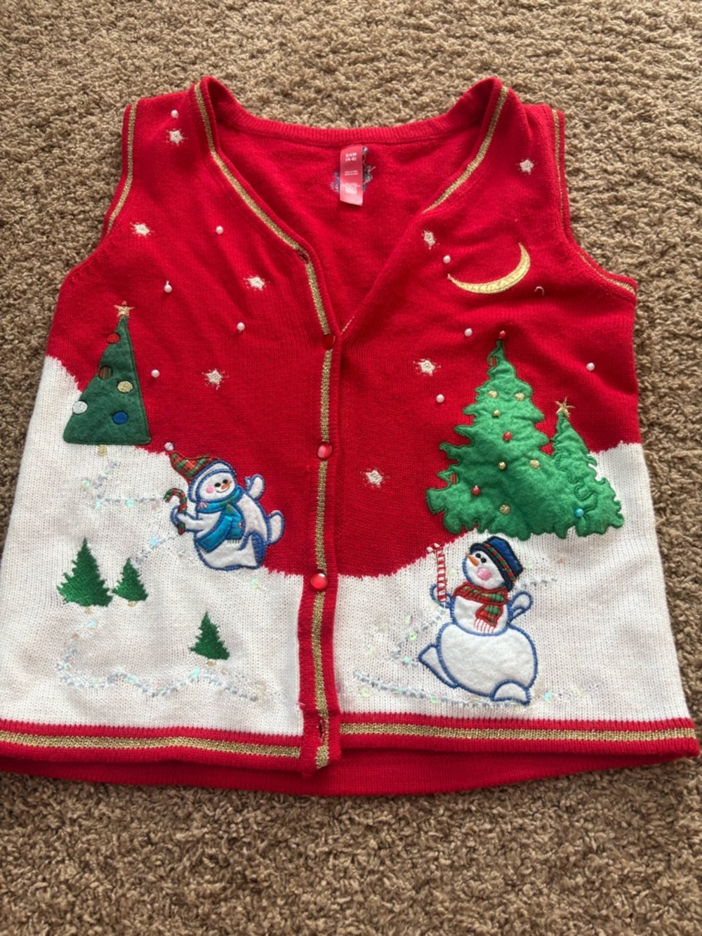 Women’s Red Holiday Snowman Vest - Unbranded